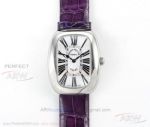 Swiss Copy Franck Muller Galet 904L Steel Case Purple Leather Strap 37.7 MM Automatic Women's Watch